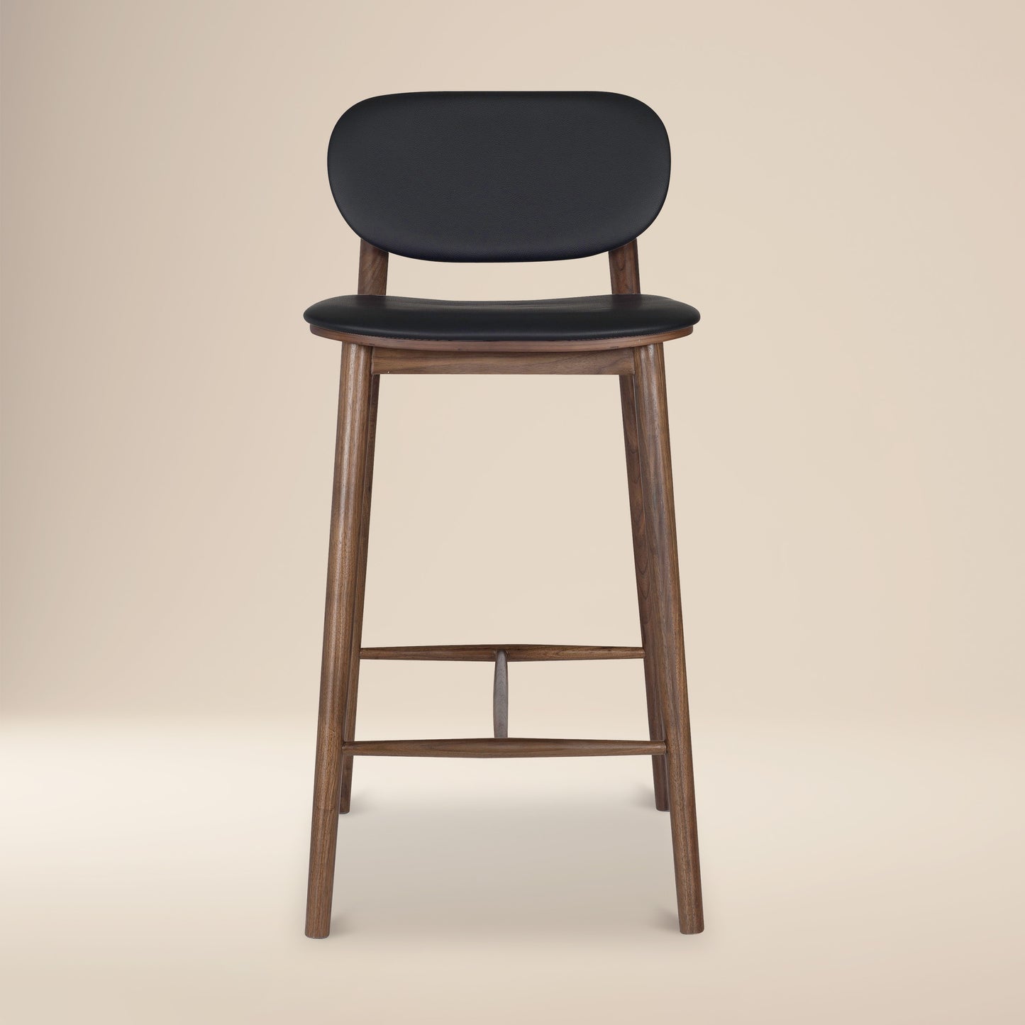Bonato Leather Counter Stool | Black/Walnut