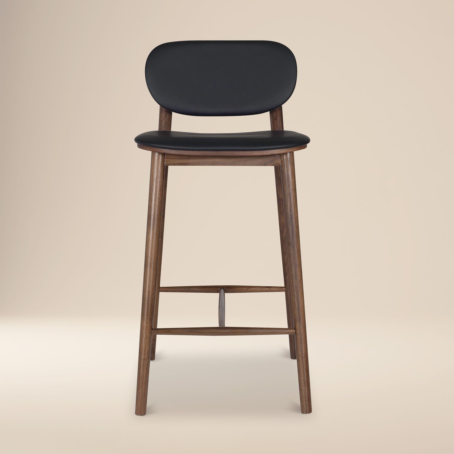 Bonato Leather Counter Stool | Black/Walnut 
