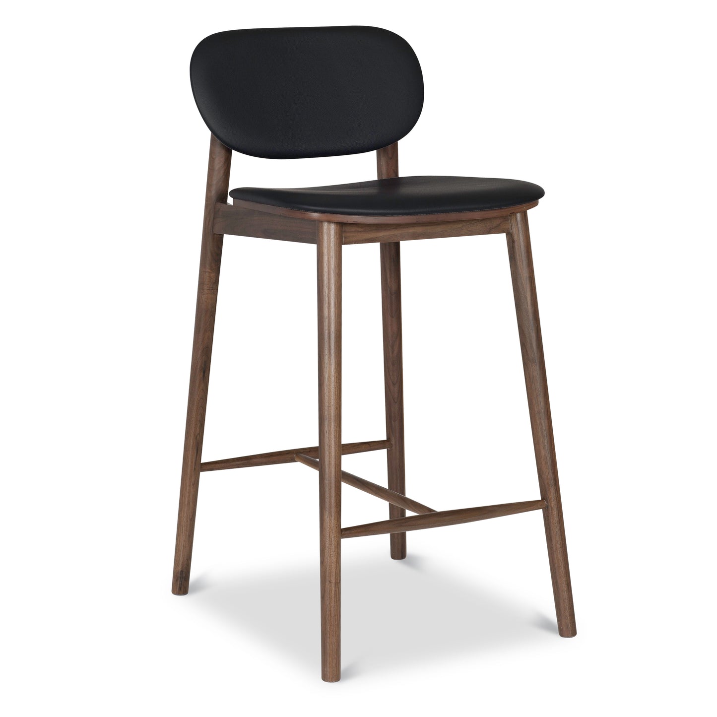 Bonato Leather Counter Stool | Black/Walnut