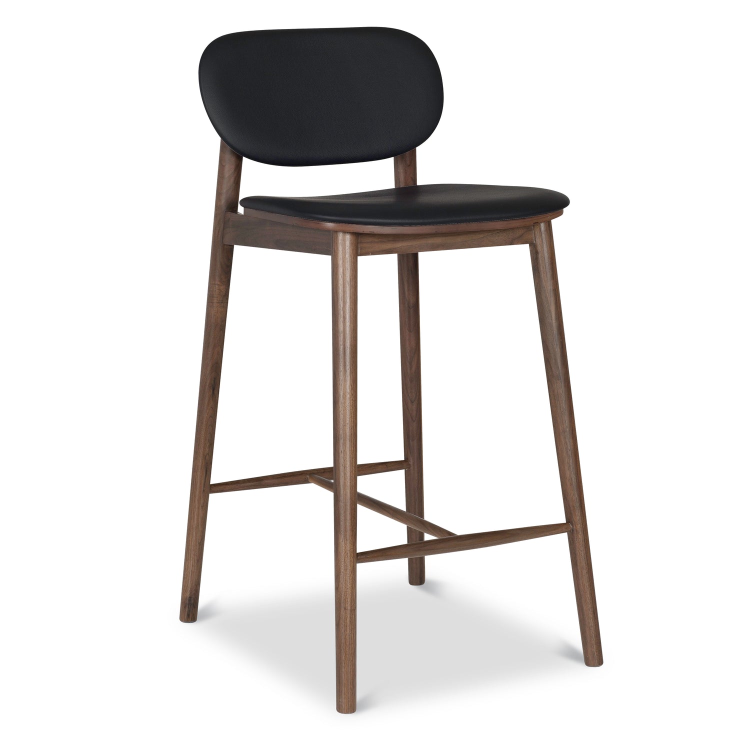 Bonato Leather Counter Stool | Black/Walnut 