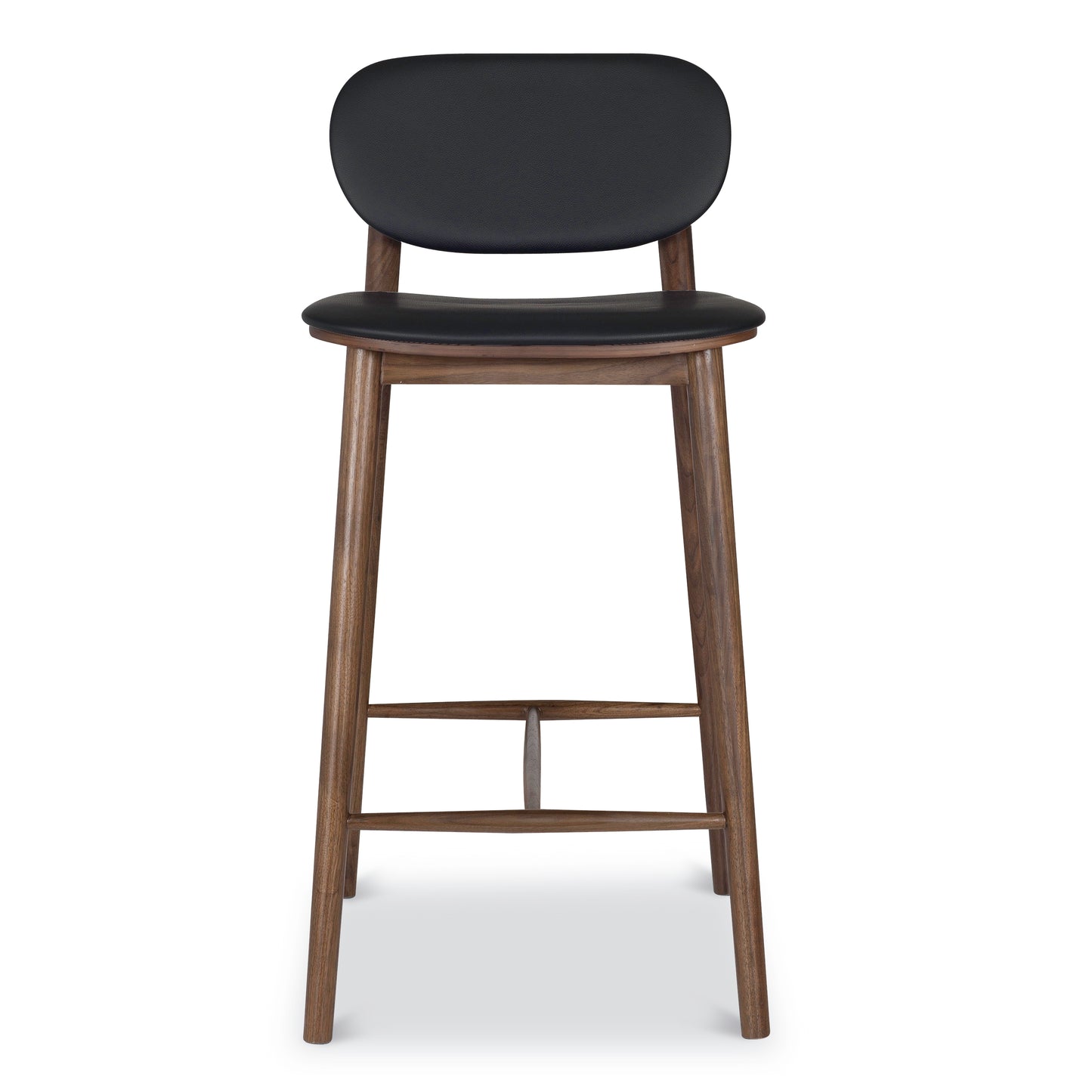 Bonato Leather Counter Stool | Black/Walnut