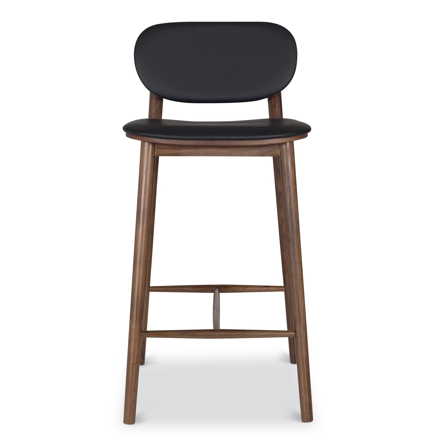 Bonato Leather Counter Stool | Black/Walnut 