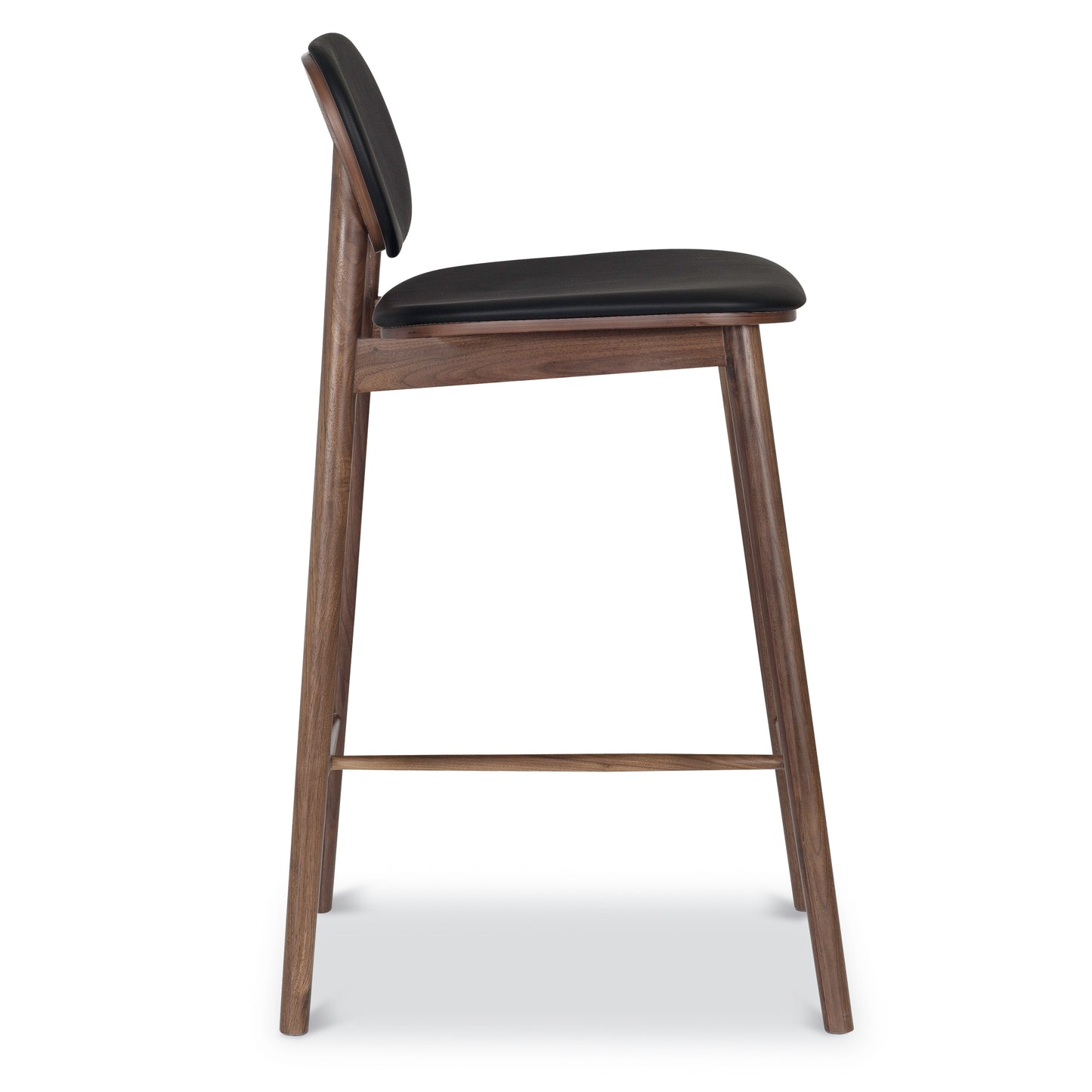 Bonato Leather Counter Stool | Black/Walnut