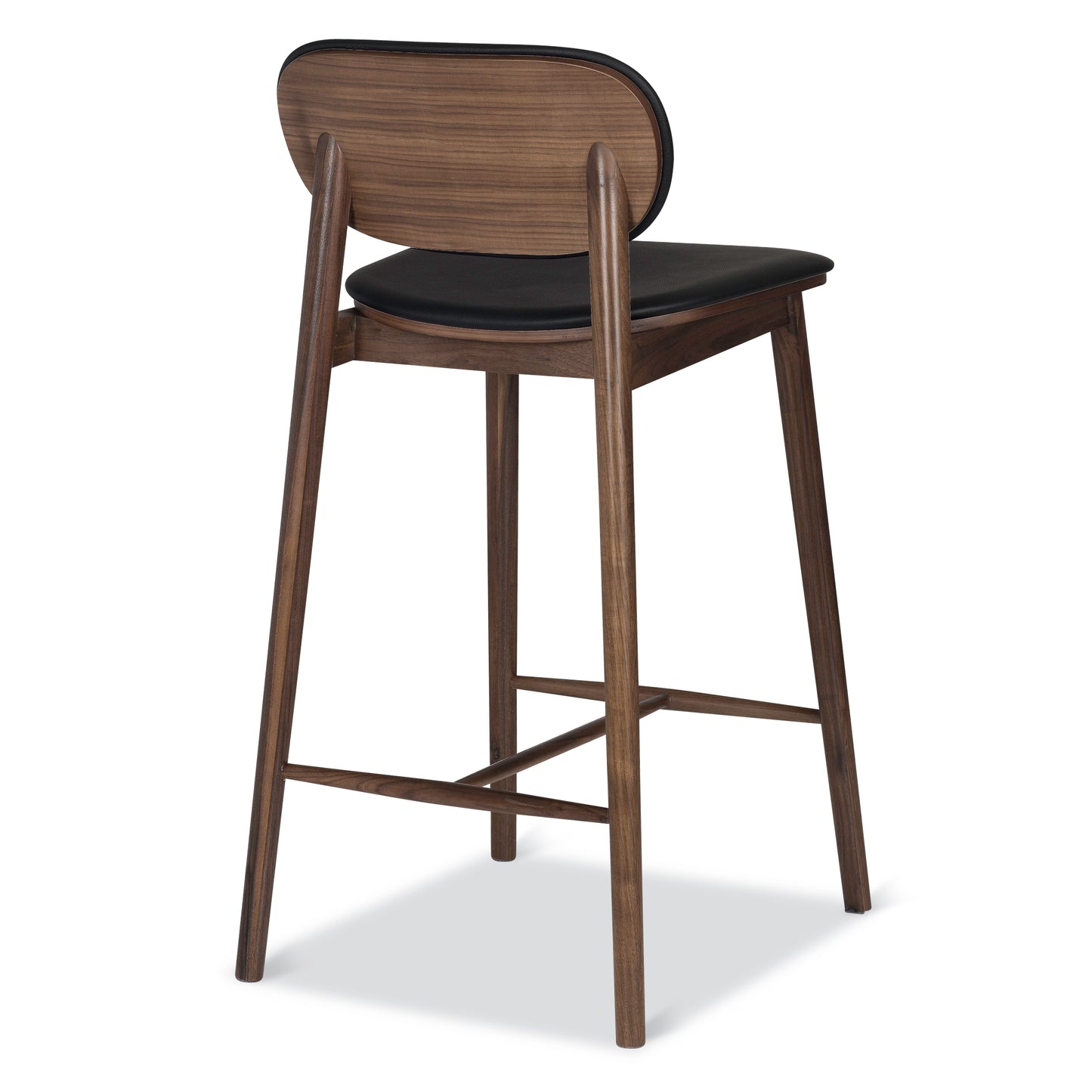 Bonato Leather Counter Stool | Black/Walnut