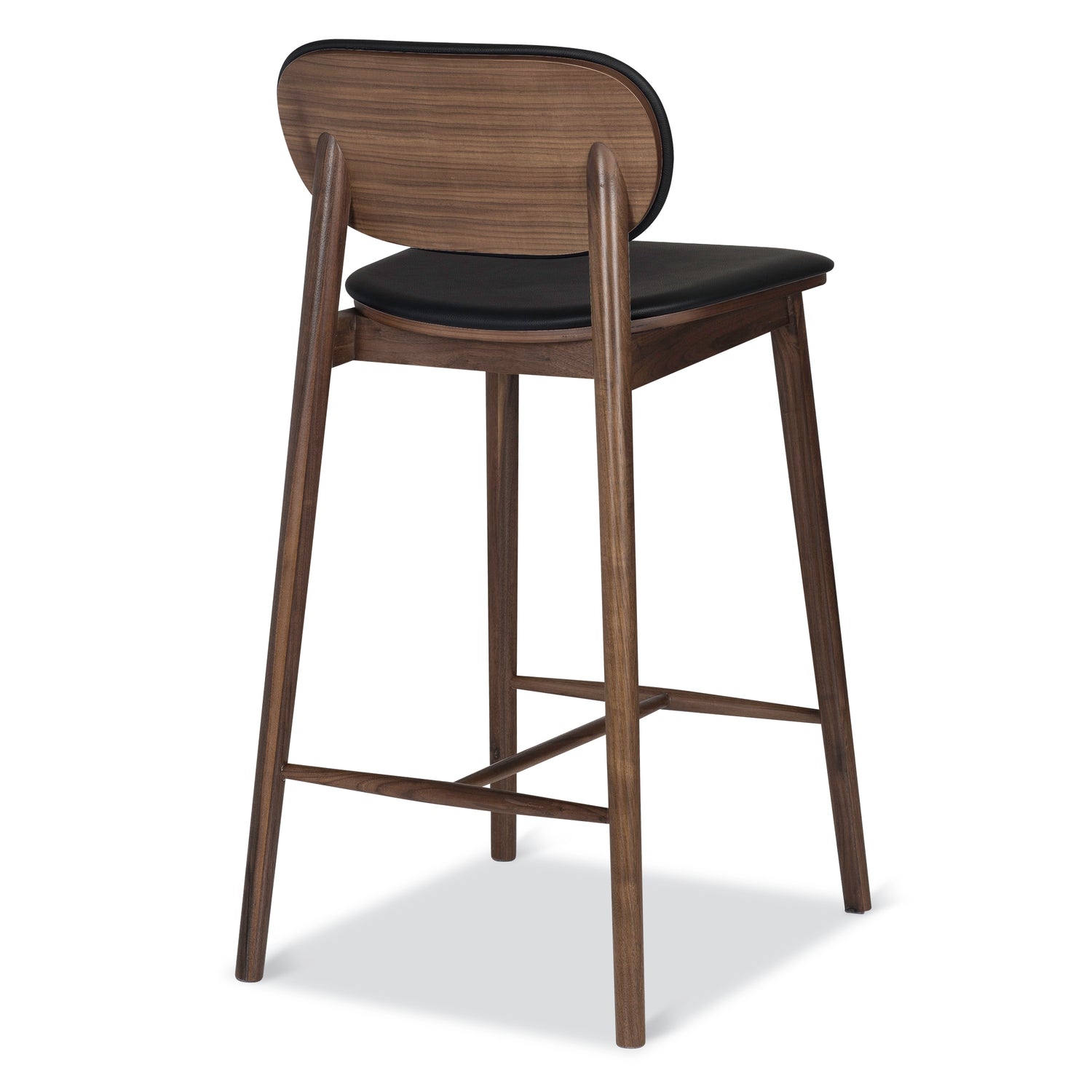 Bonato Leather Counter Stool | Black/Walnut 
