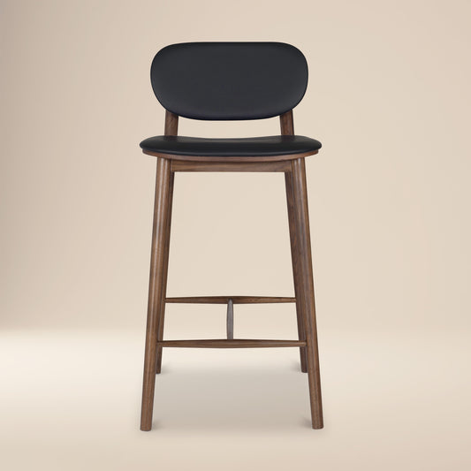 Bonato Leather Counter Stool | Black/Walnut