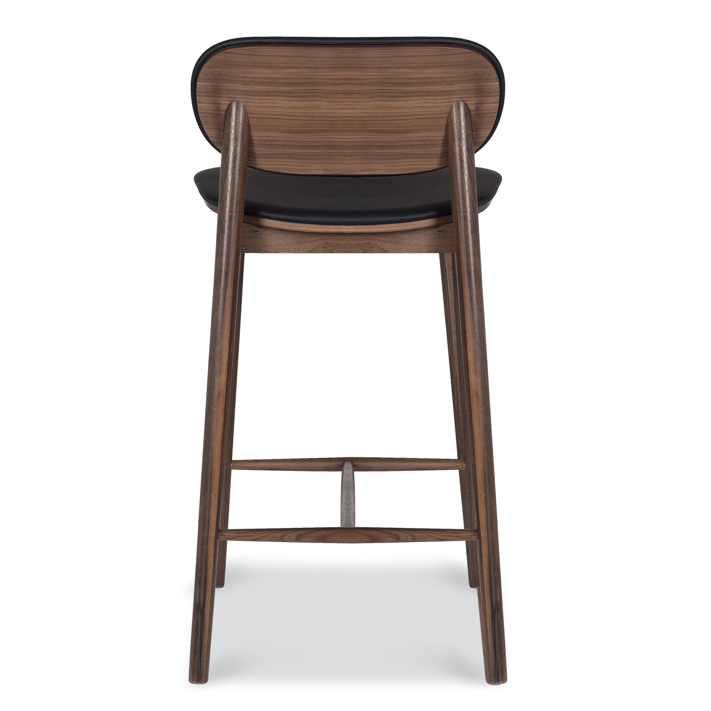 Bonato Leather Counter Stool | Black/Walnut