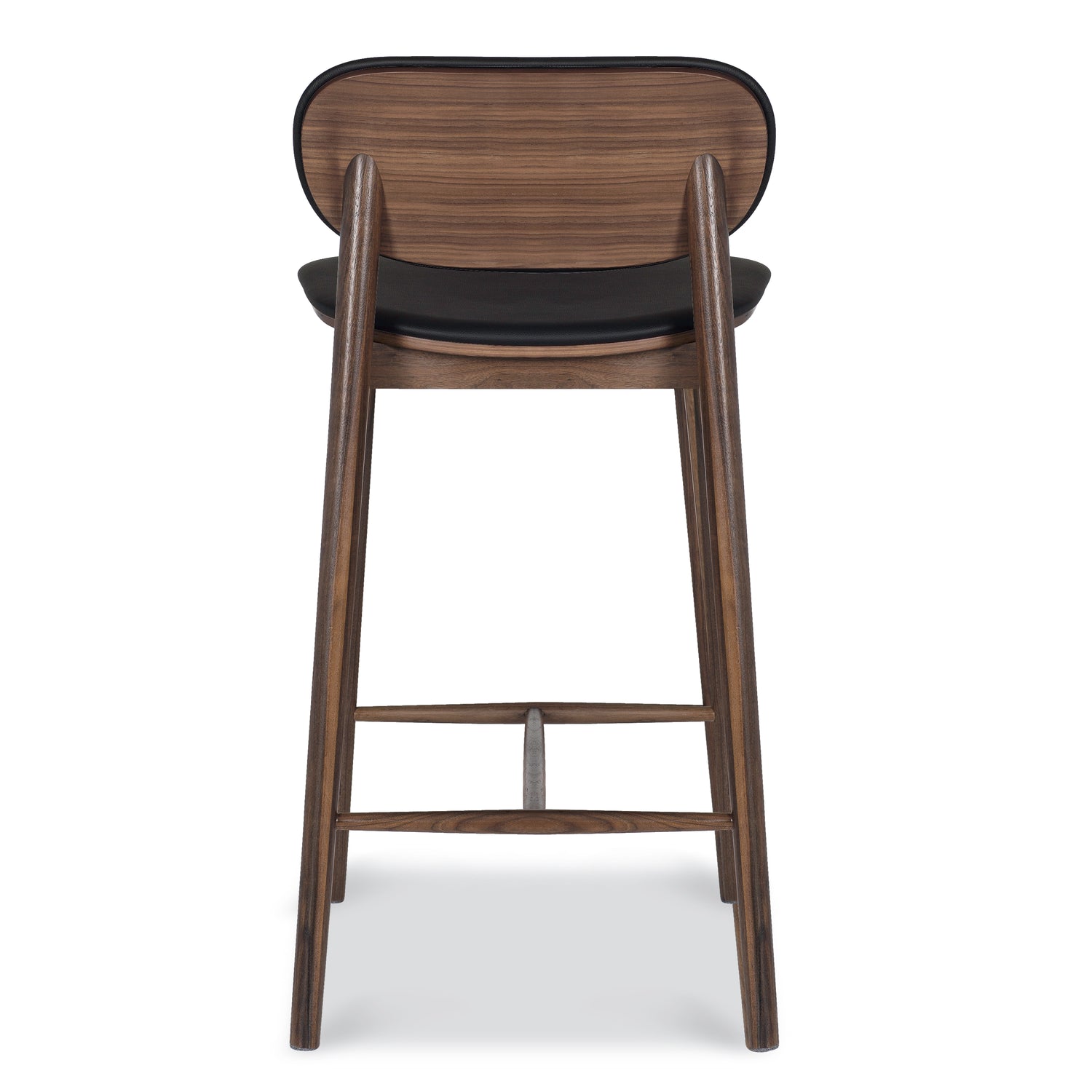 Bonato Leather Counter Stool | Black/Walnut 