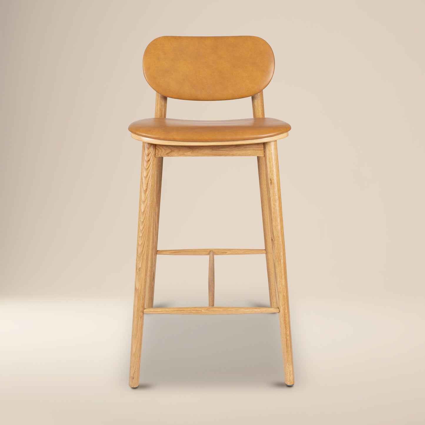 Bonato Leather Counter Stool | Caramel Tan/Oak