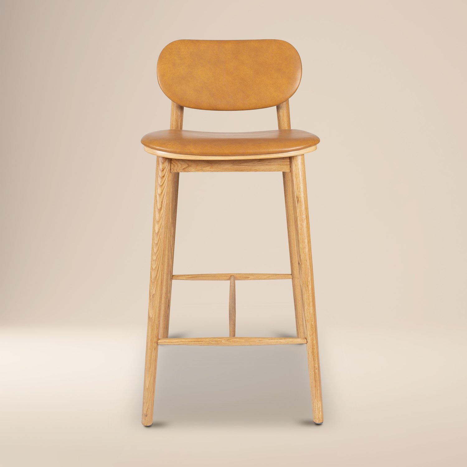 Bonato Leather Counter Stool | Caramel Tan/Oak 