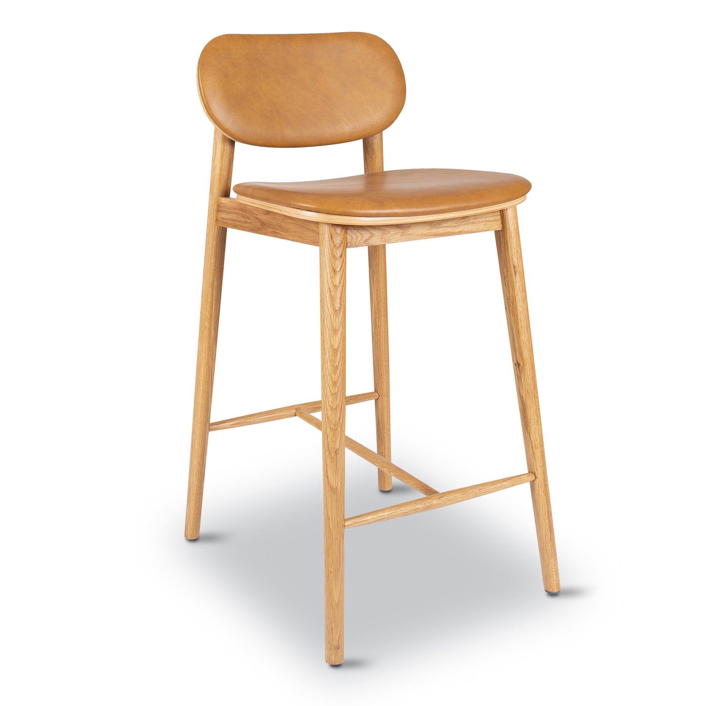 Bonato Leather Counter Stool | Caramel Tan/Oak