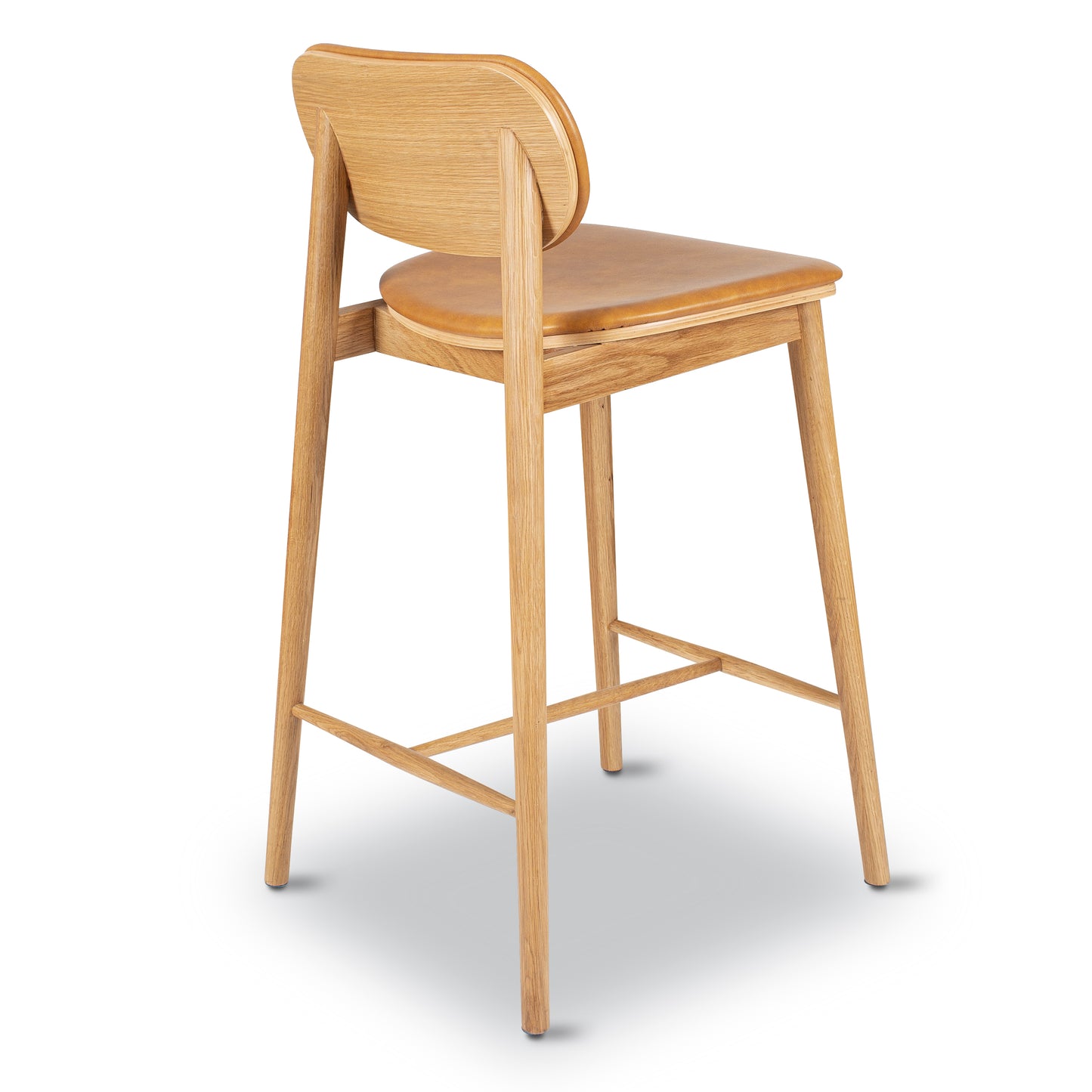 Bonato Leather Counter Stool | Caramel Tan/Oak