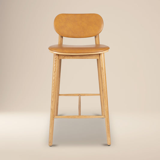 Bonato Leather Counter Stool | Caramel Tan/Oak