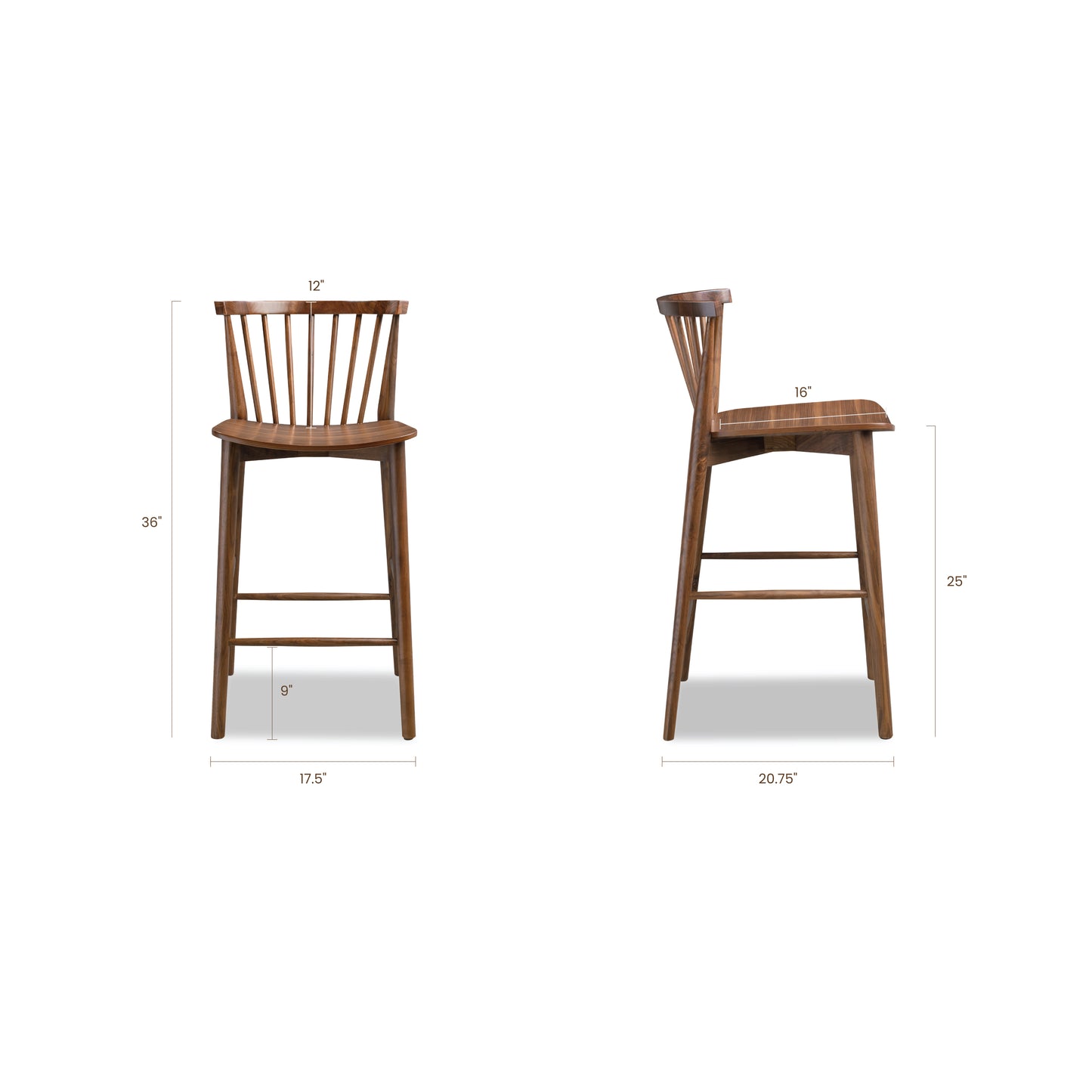 Ligna Counter Stool | Walnut