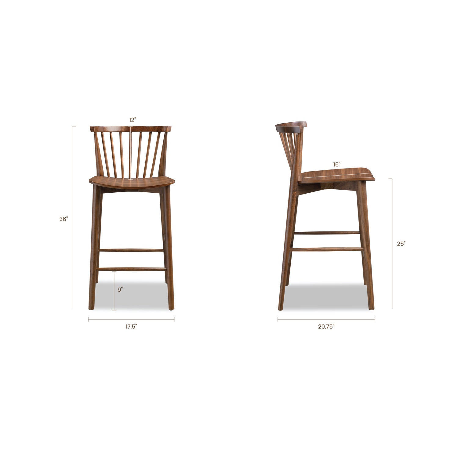 Ligna Counter Stool | Walnut 
