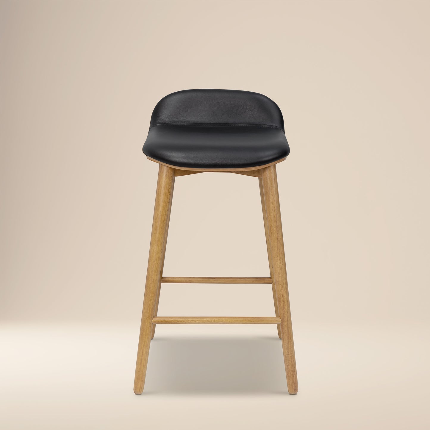 Notello Leather Counter Stool | Black/Oak