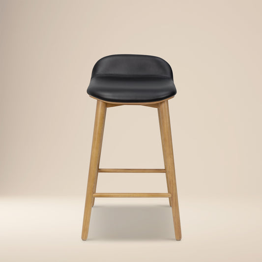 Notello Leather Counter Stool | Black/Oak