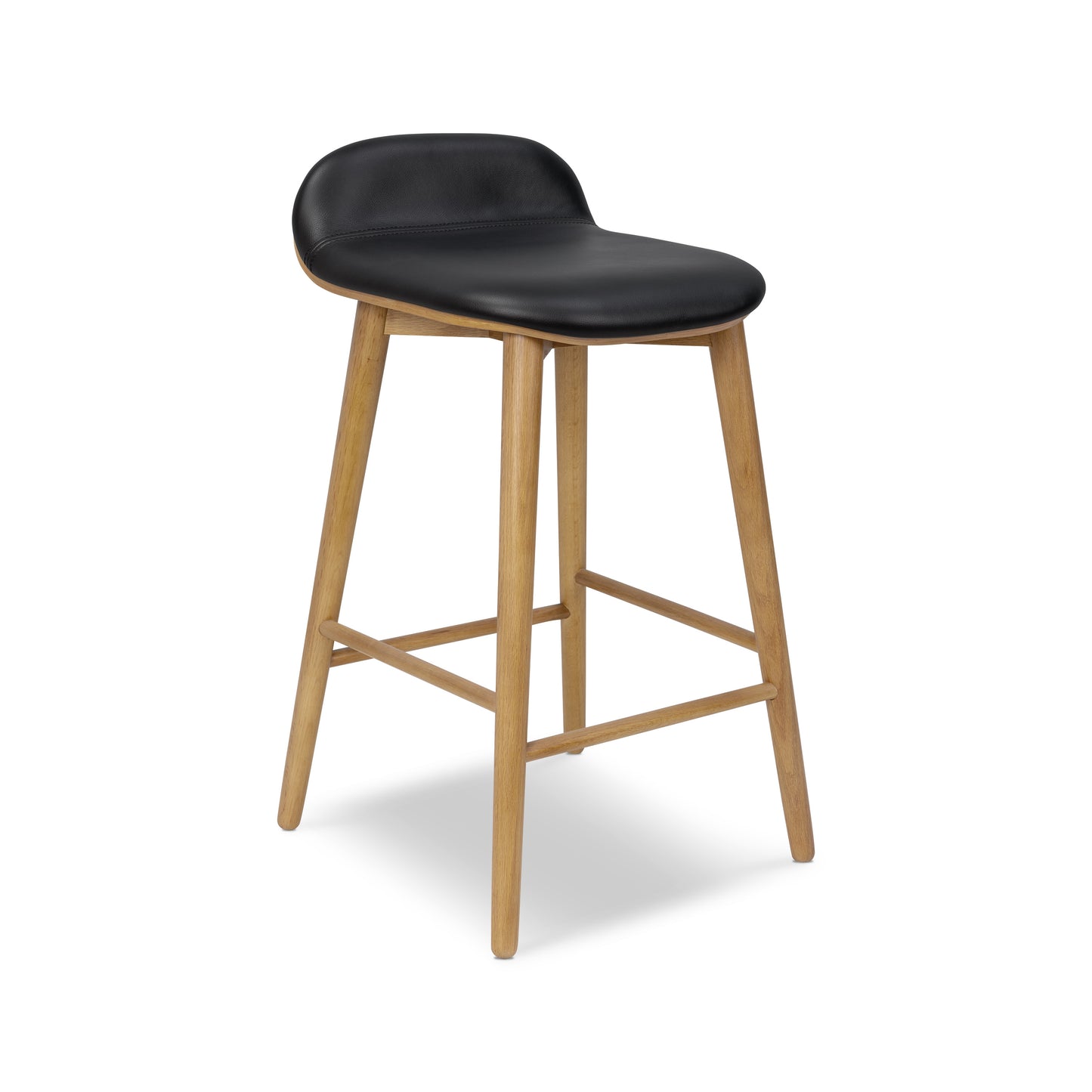 Notello Leather Counter Stool | Black/Oak