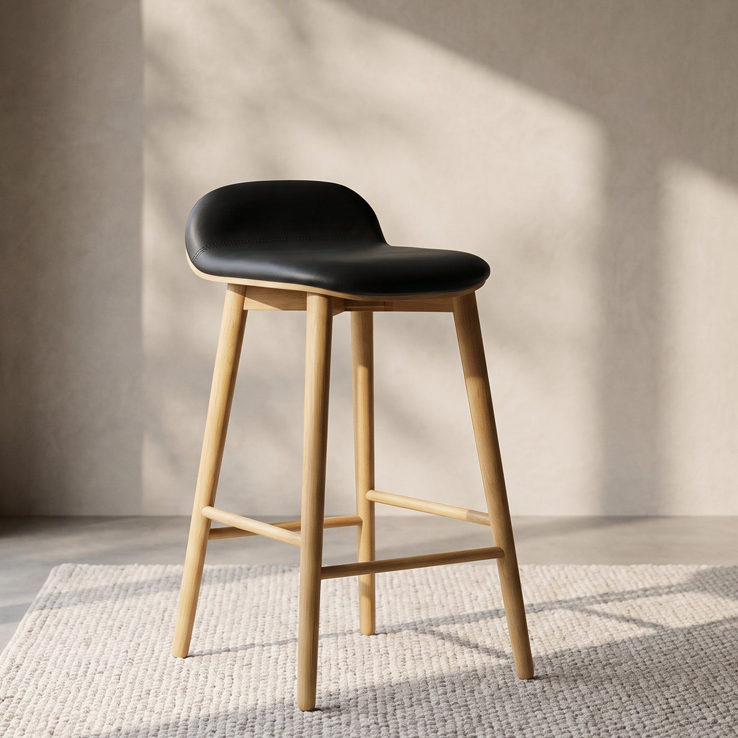 Notello Leather Counter Stool | Black/Oak lifestyle_image