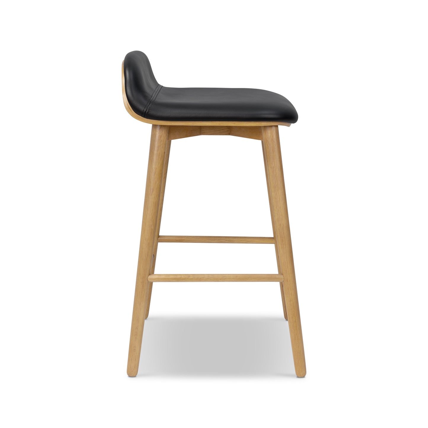 Notello Leather Counter Stool | Black/Oak
