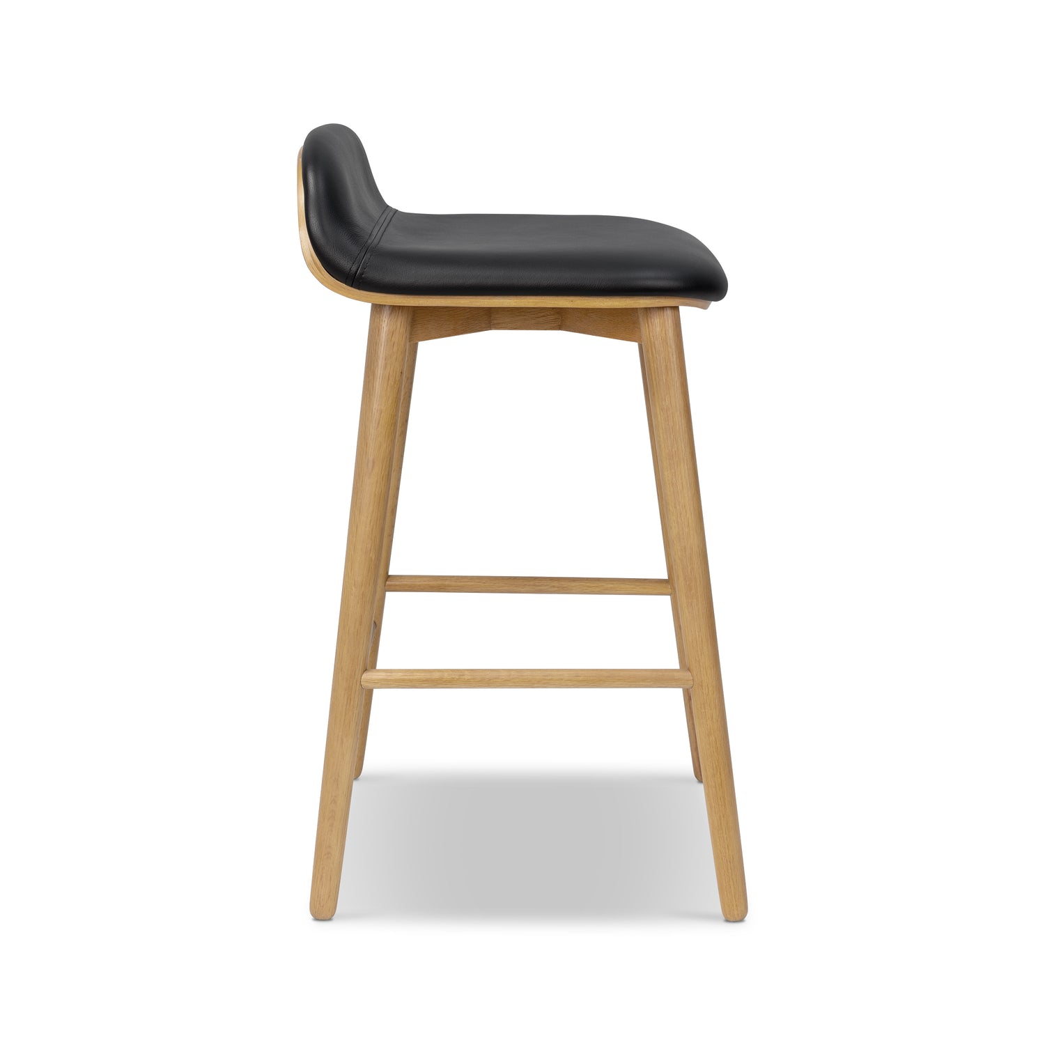 Notello Leather Counter Stool | Black/Oak 
