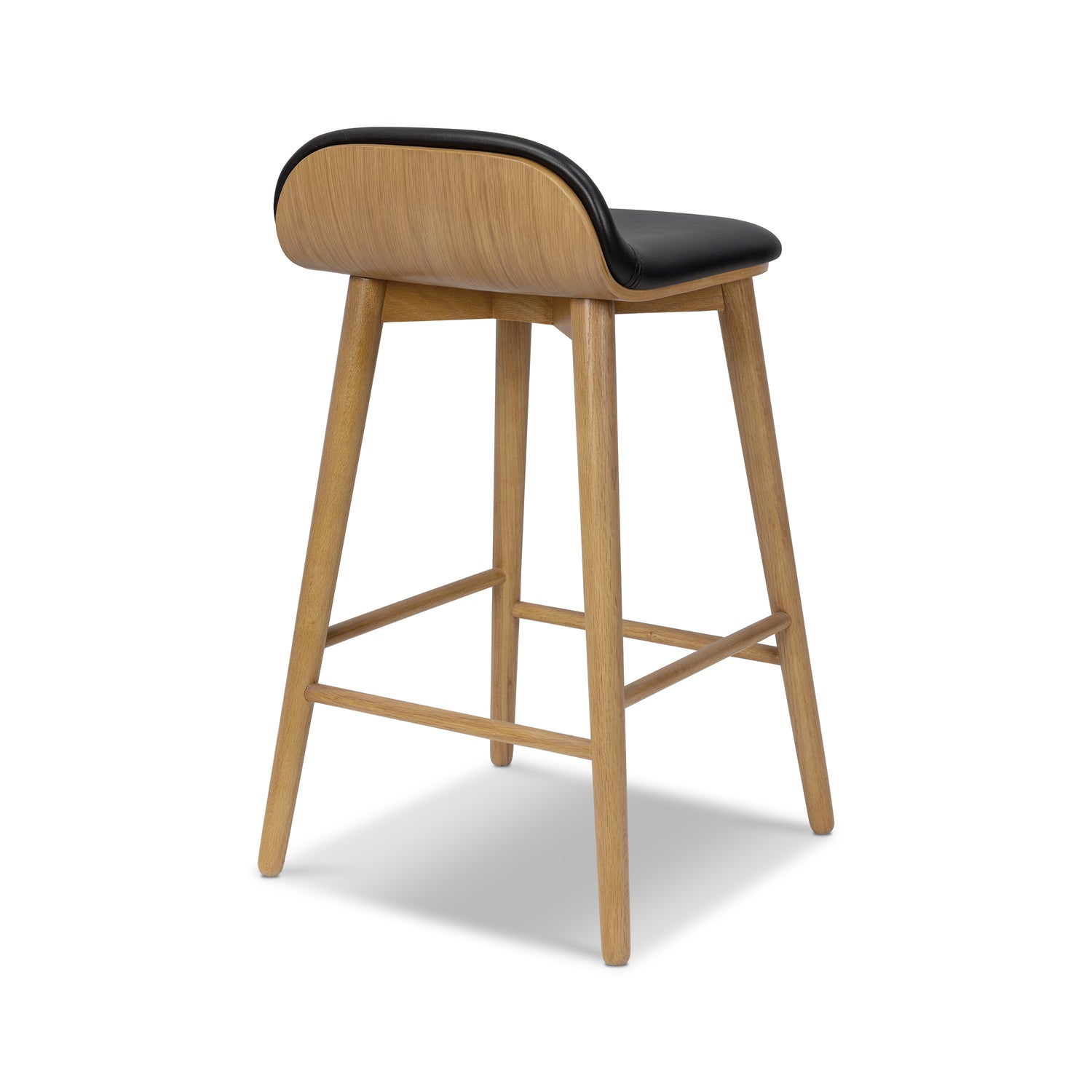 Notello Leather Counter Stool | Black/Oak 