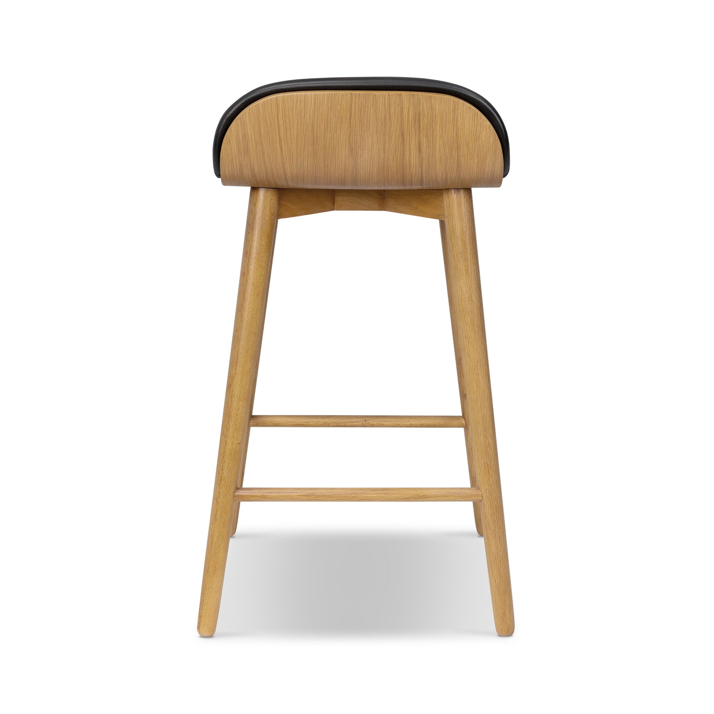 Notello Leather Counter Stool | Black/Oak