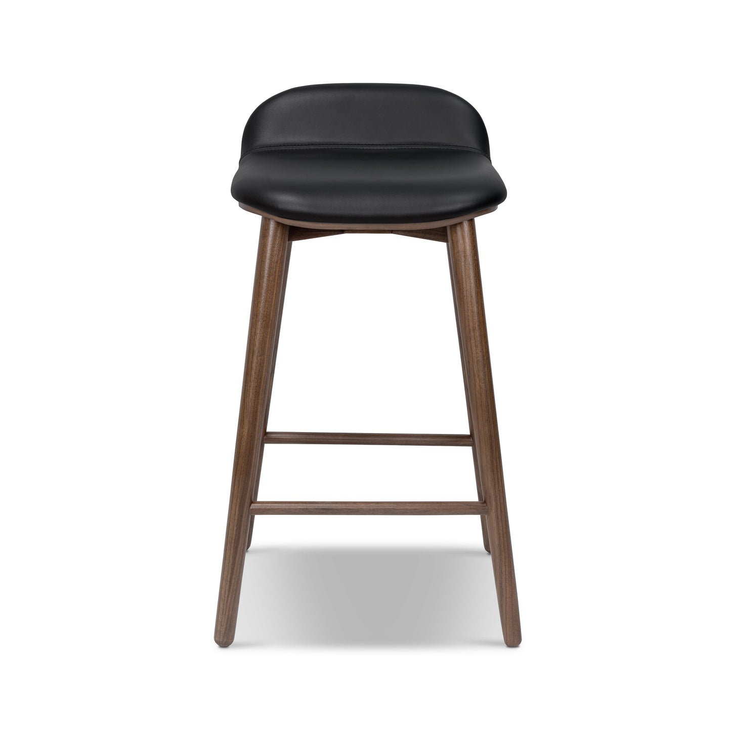 Notello Leather Counter Stool | Black/Walnut