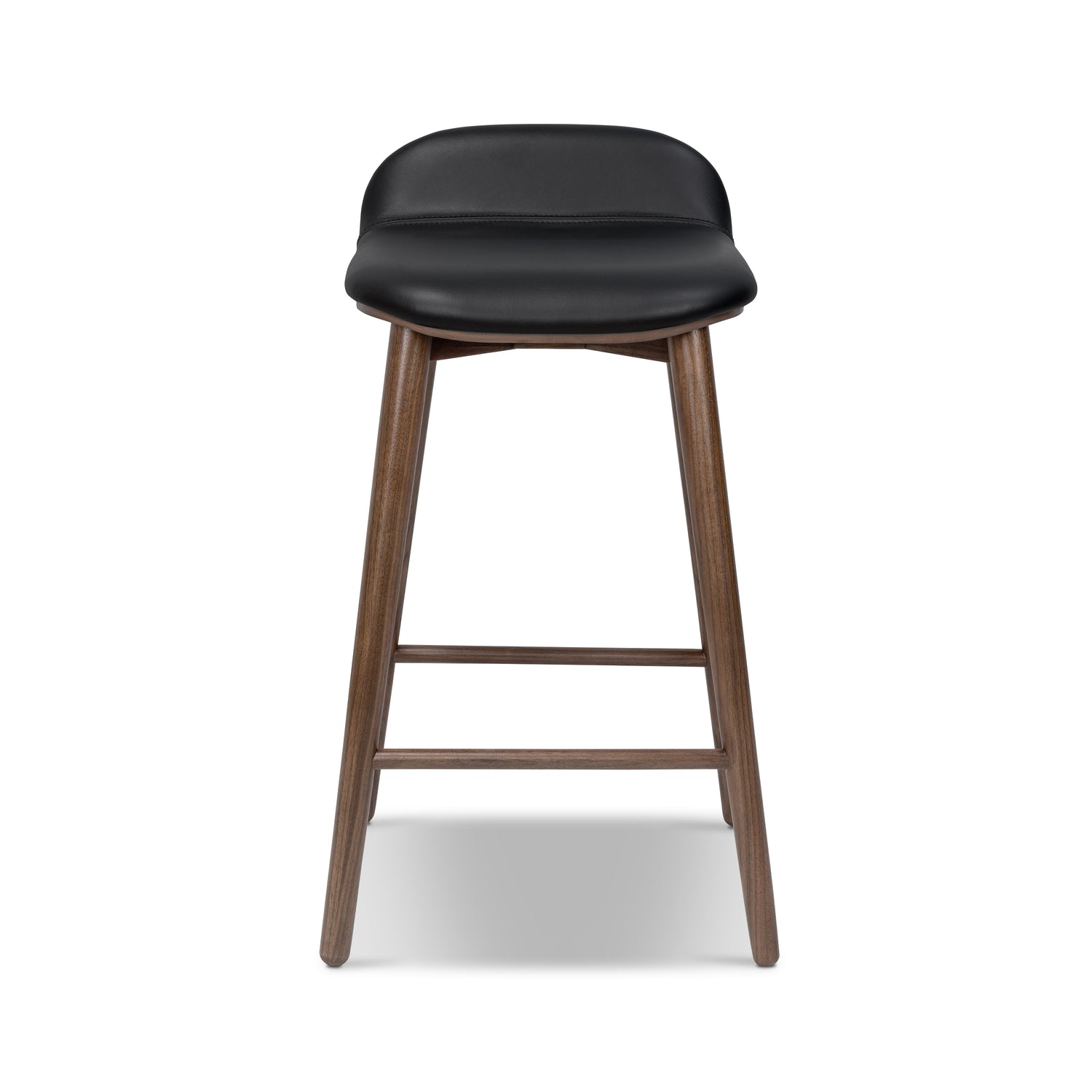 Notello Leather Counter Stool | Black/Walnut 