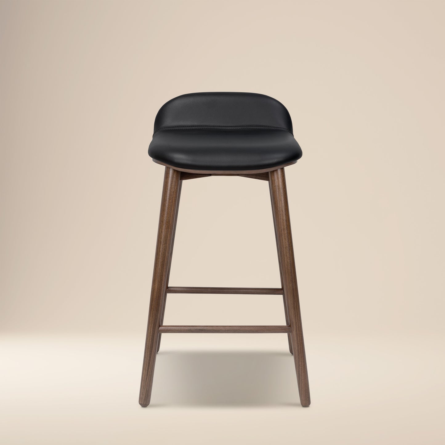 Notello Leather Counter Stool | Black/Walnut