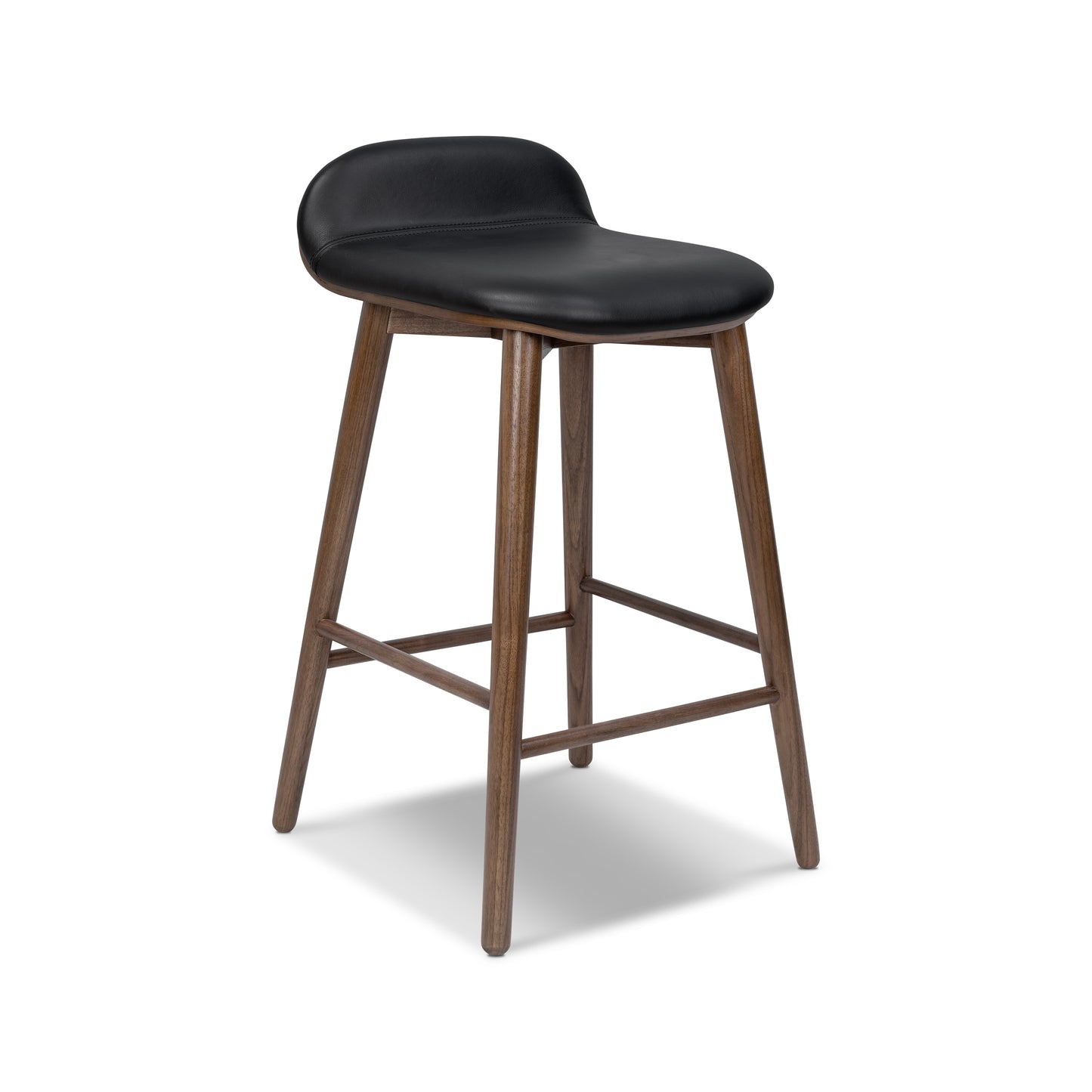 Notello Leather Counter Stool | Black/Walnut