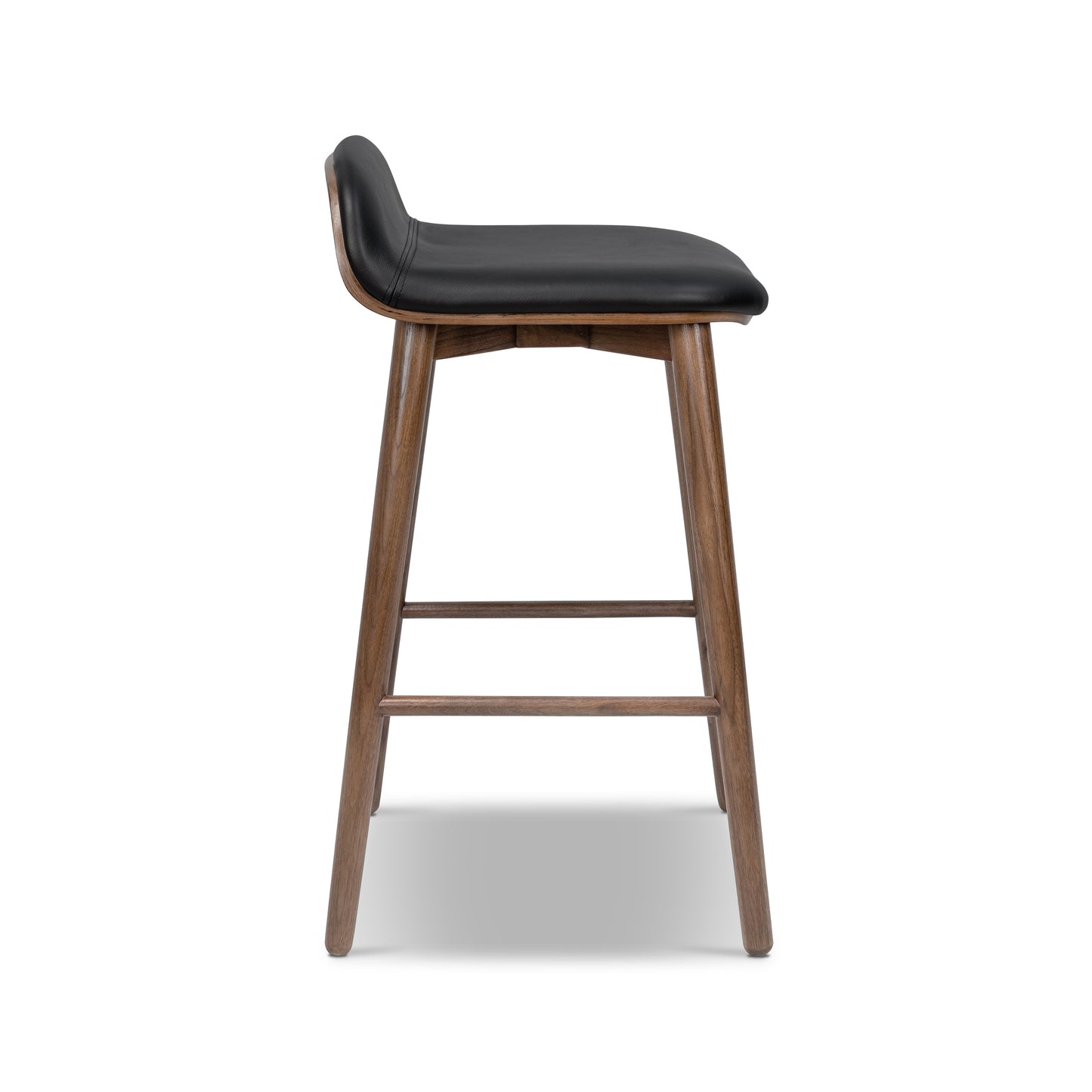 Notello Leather Counter Stool | Black/Walnut