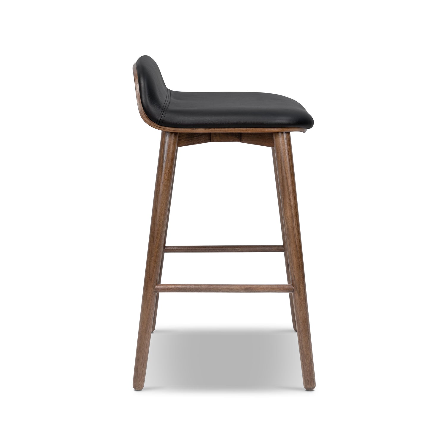 Notello Leather Counter Stool | Black/Walnut 