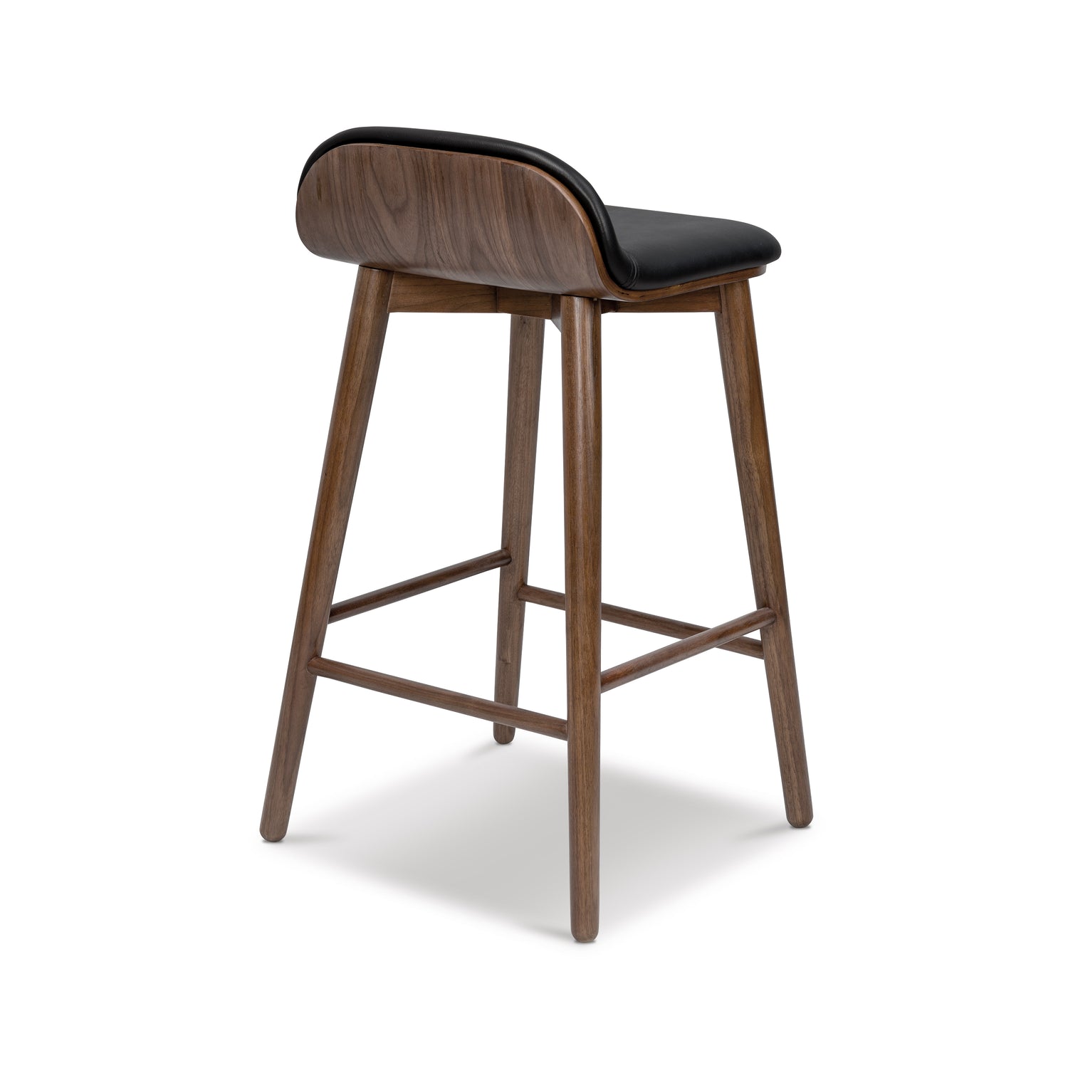 Notello Leather Counter Stool | Black/Walnut 