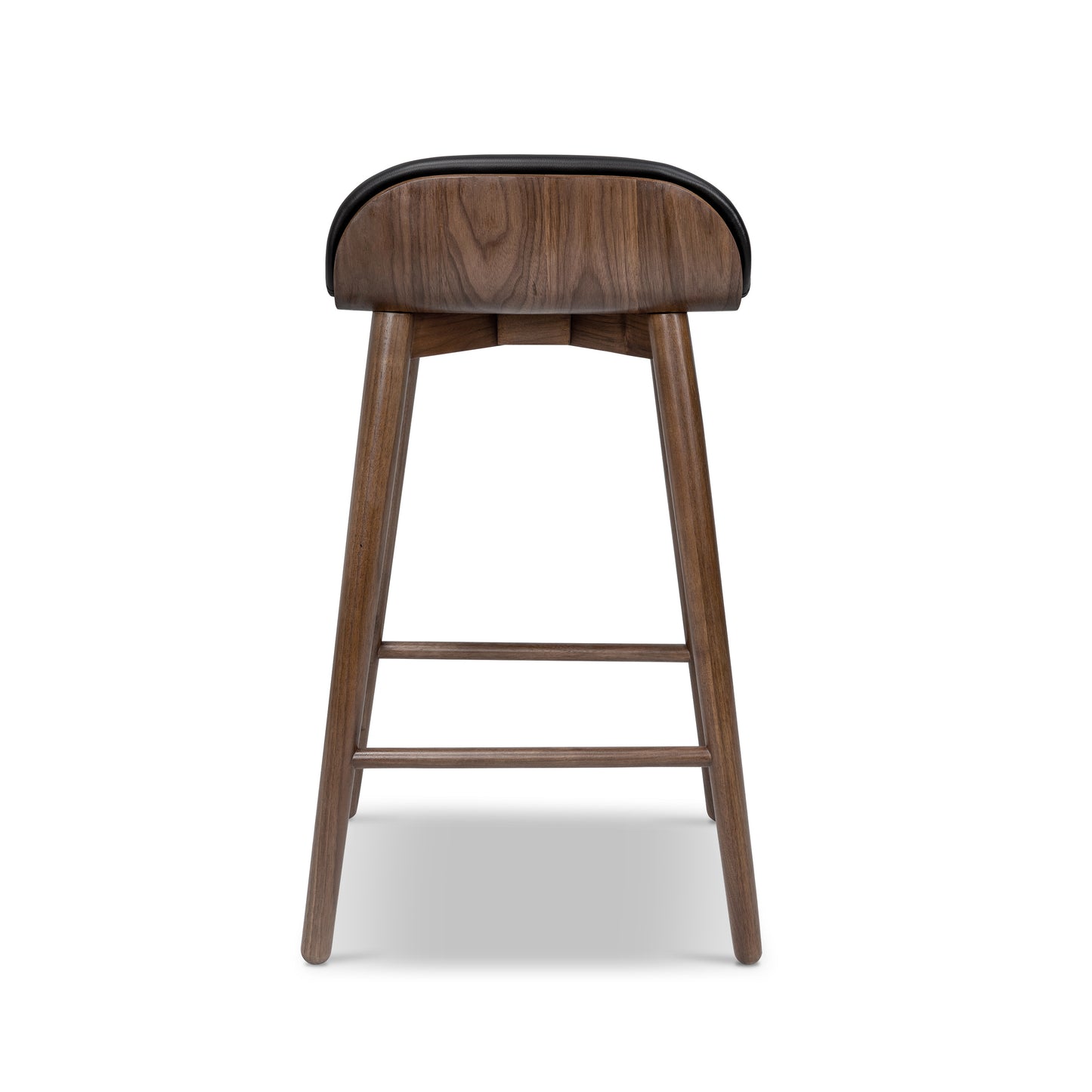 Notello Leather Counter Stool | Black/Walnut