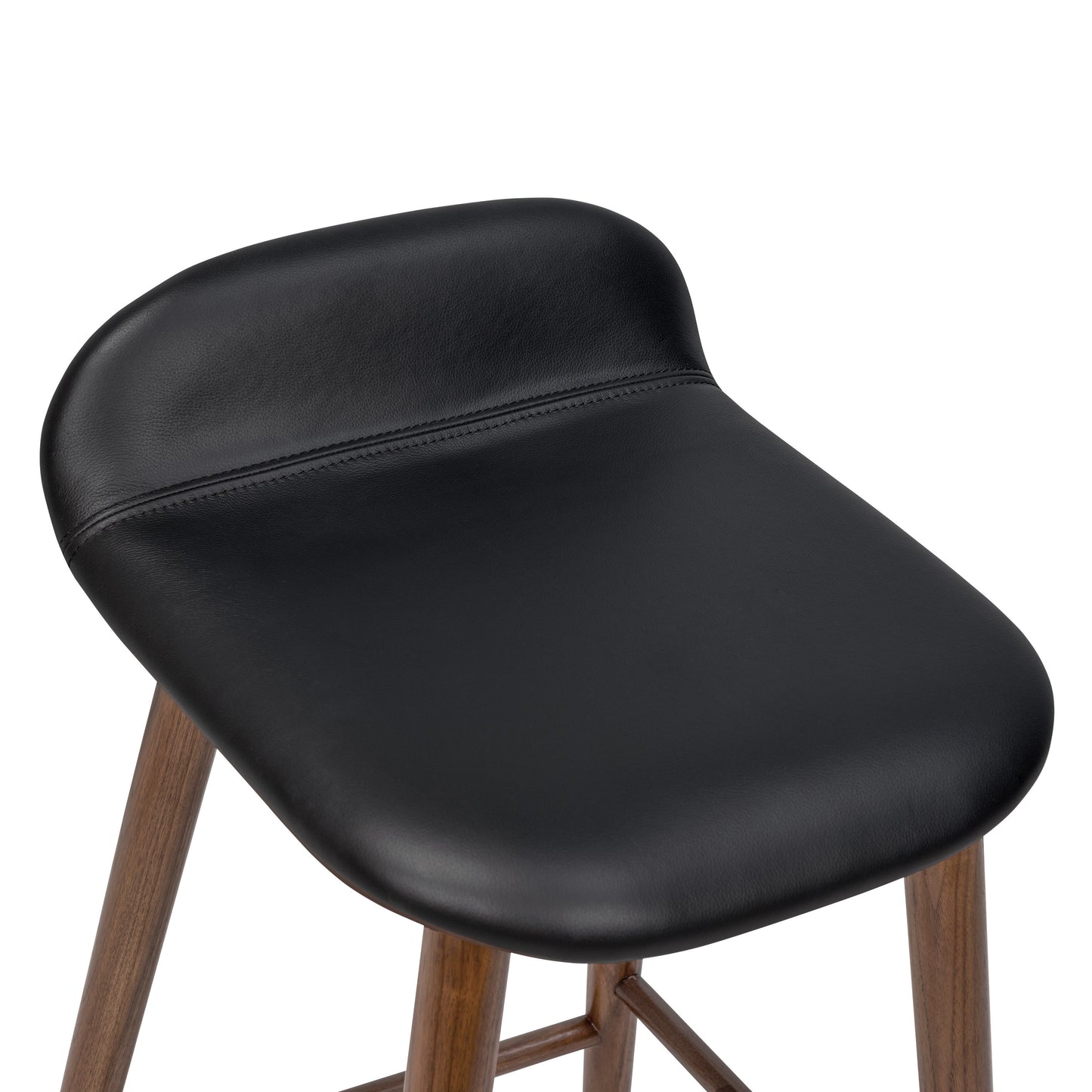 Notello Leather Counter Stool | Black/Walnut