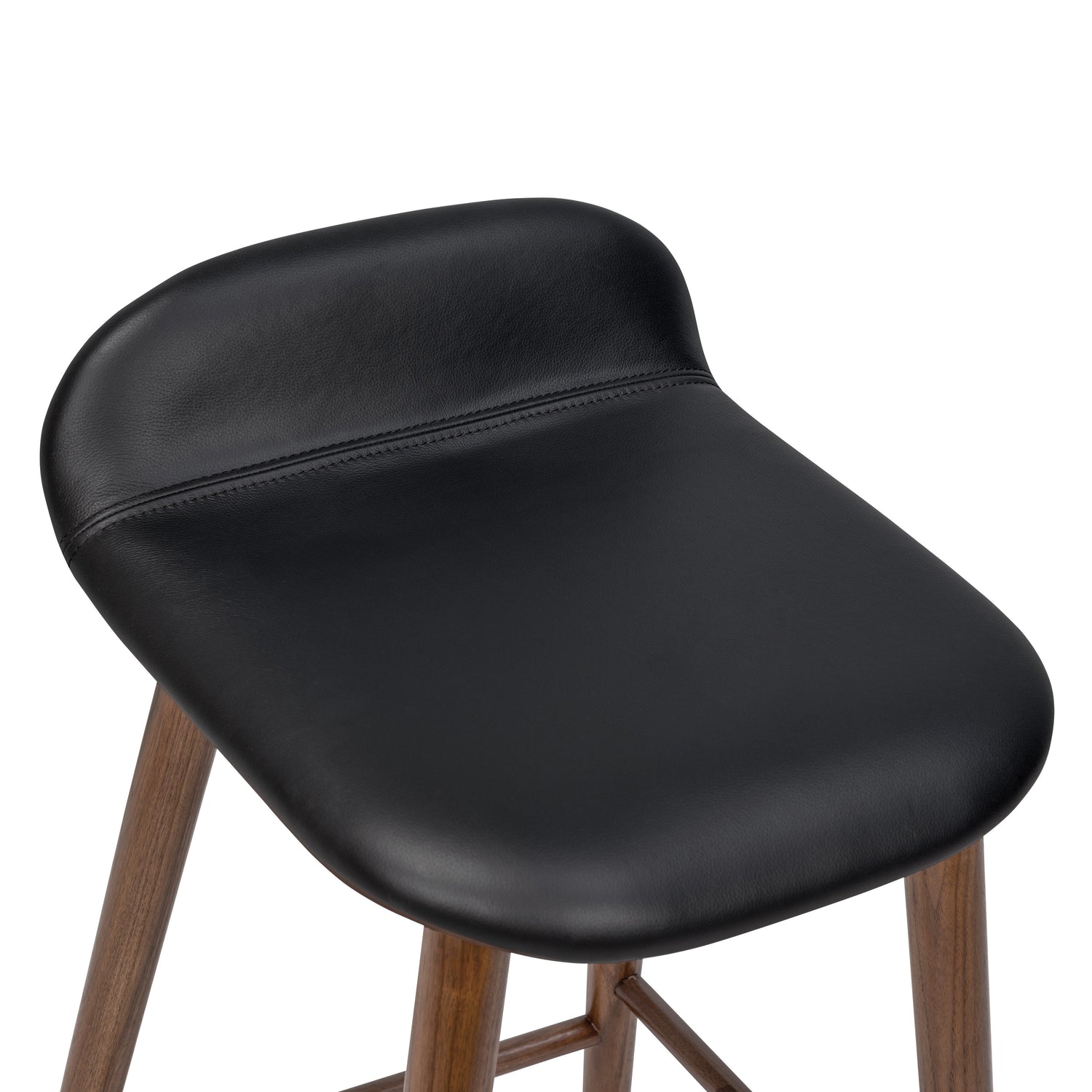 Notello Leather Counter Stool | Black/Walnut 