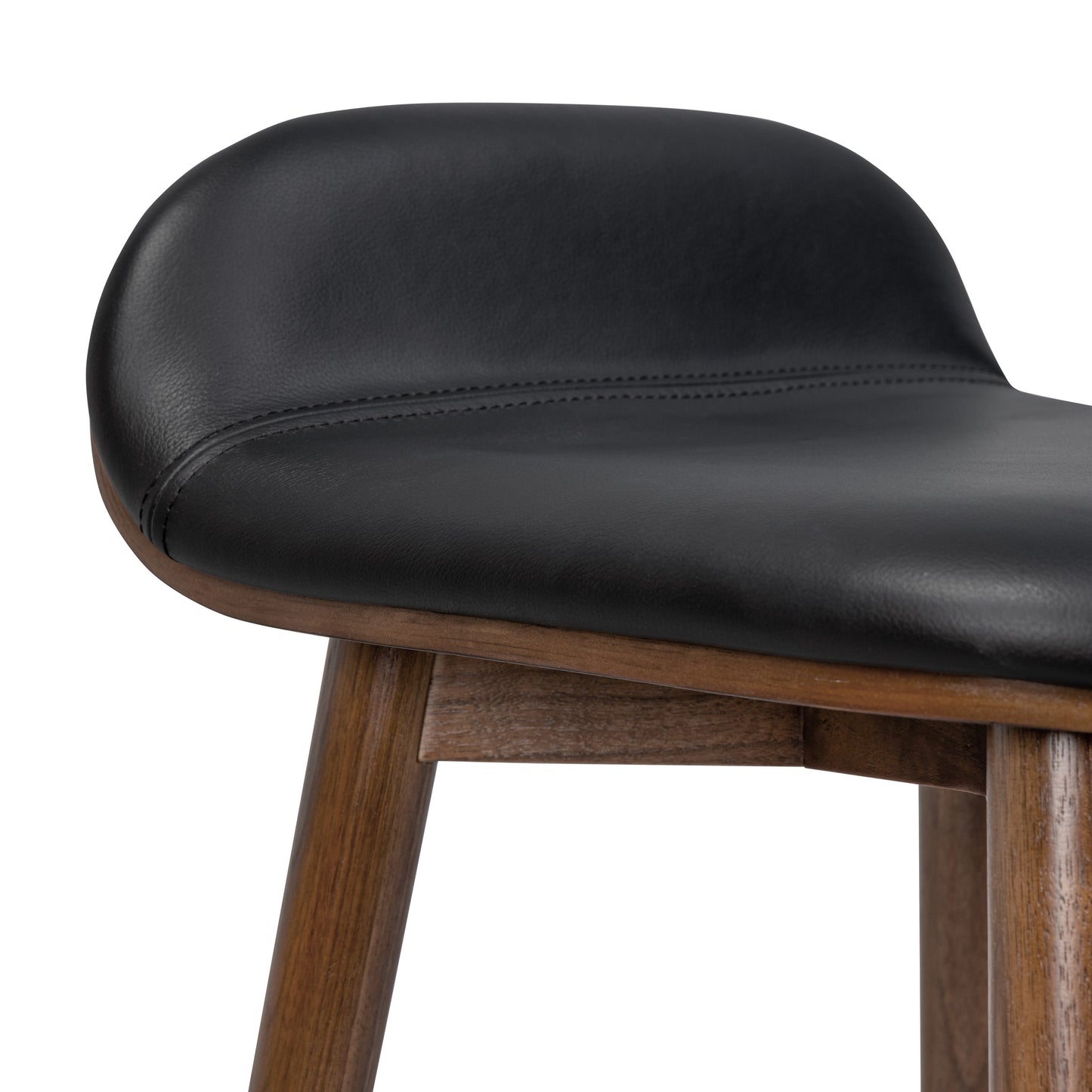 Notello Leather Counter Stool | Black/Walnut