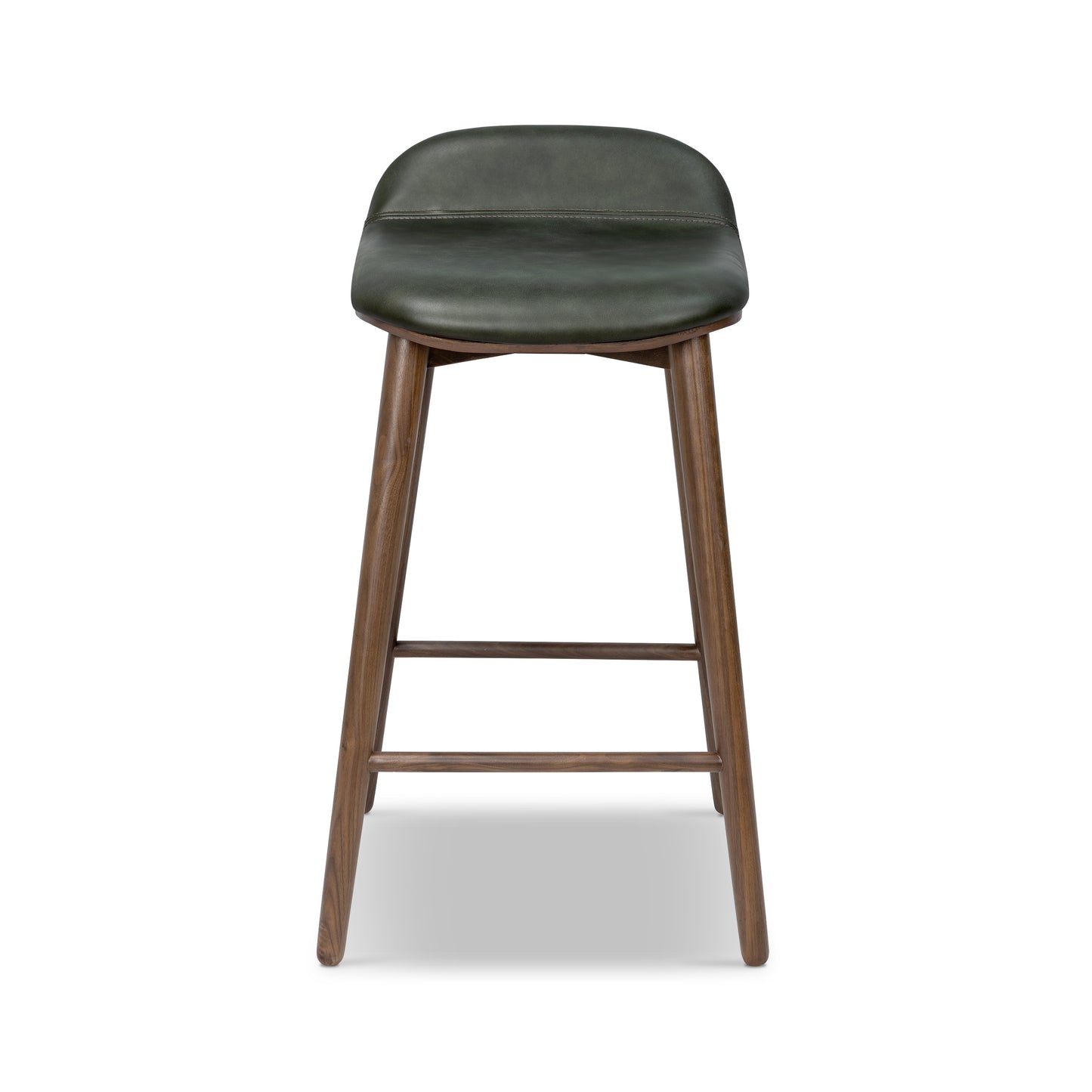 Notello Leather Counter Stool | Green/Walnut