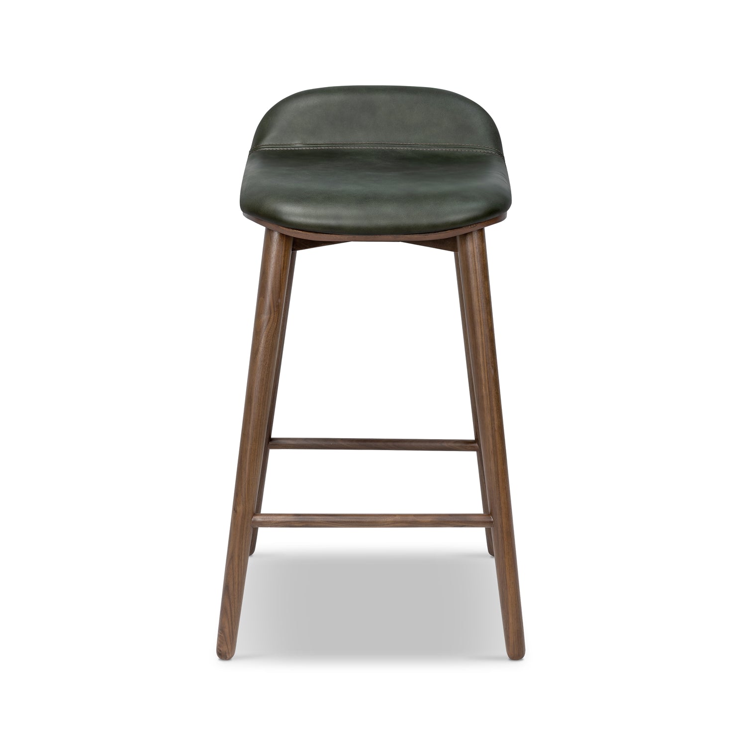 Notello Leather Counter Stool | Green/Walnut 