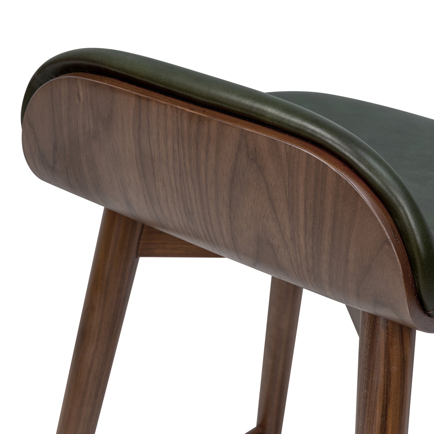 Notello Leather Counter Stool | Green/Walnut 