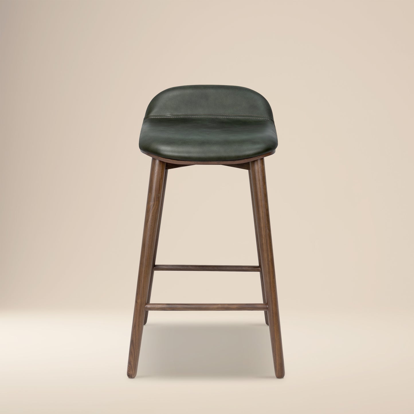 Notello Leather Counter Stool | Green/Walnut