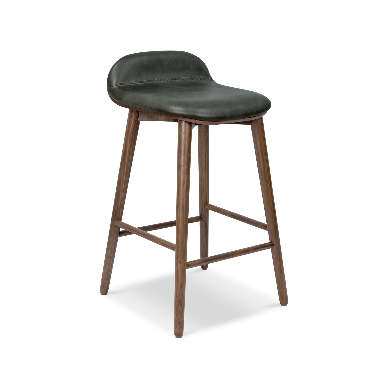 Notello Leather Counter Stool | Green/Walnut 