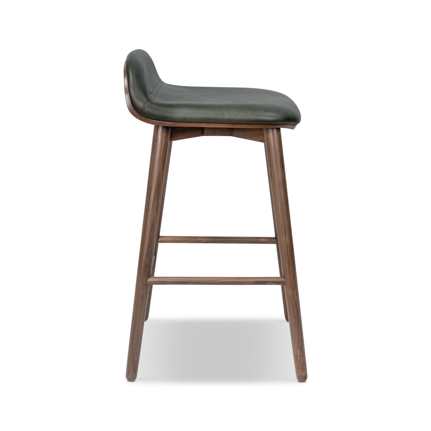 Notello Leather Counter Stool | Green/Walnut