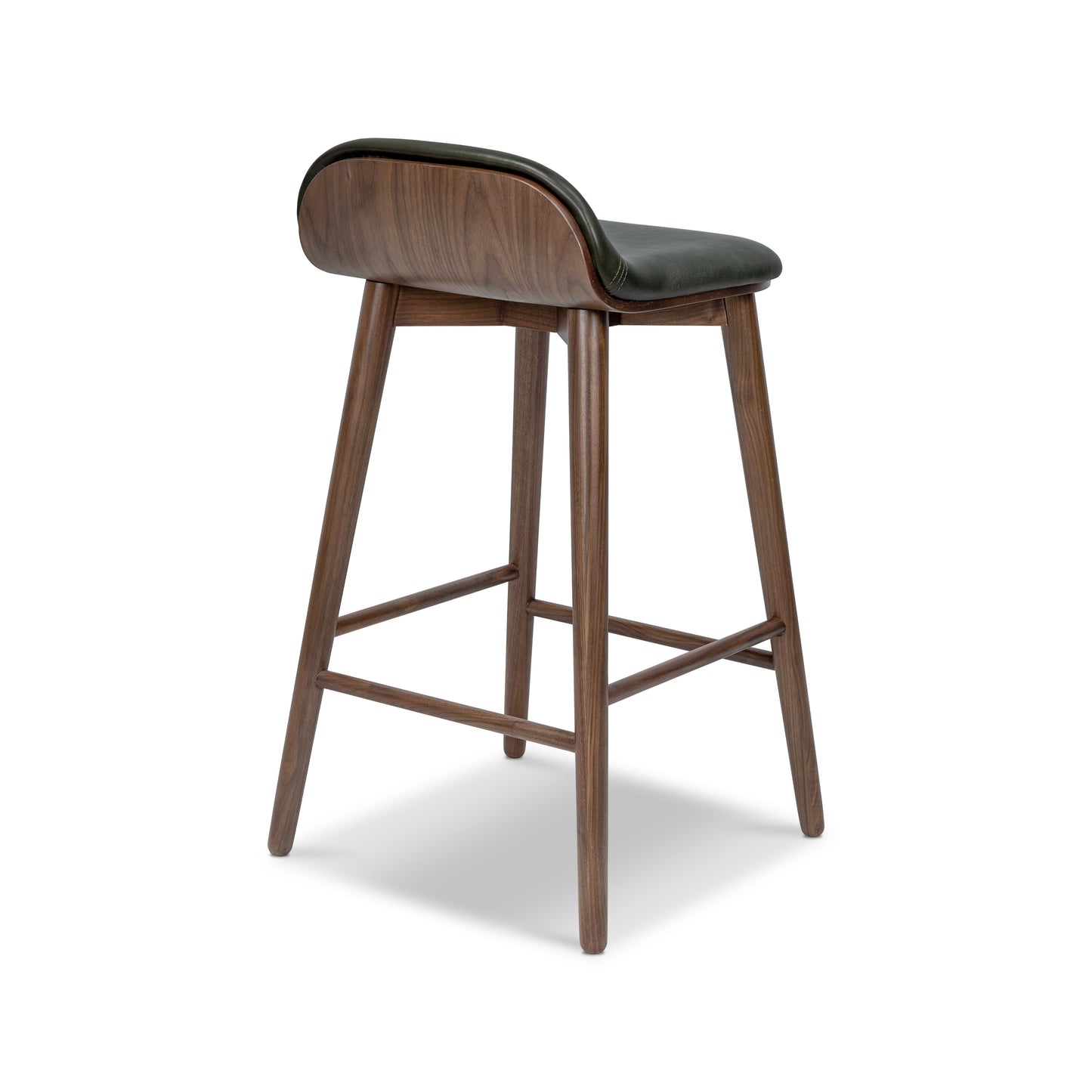 Notello Leather Counter Stool | Green/Walnut