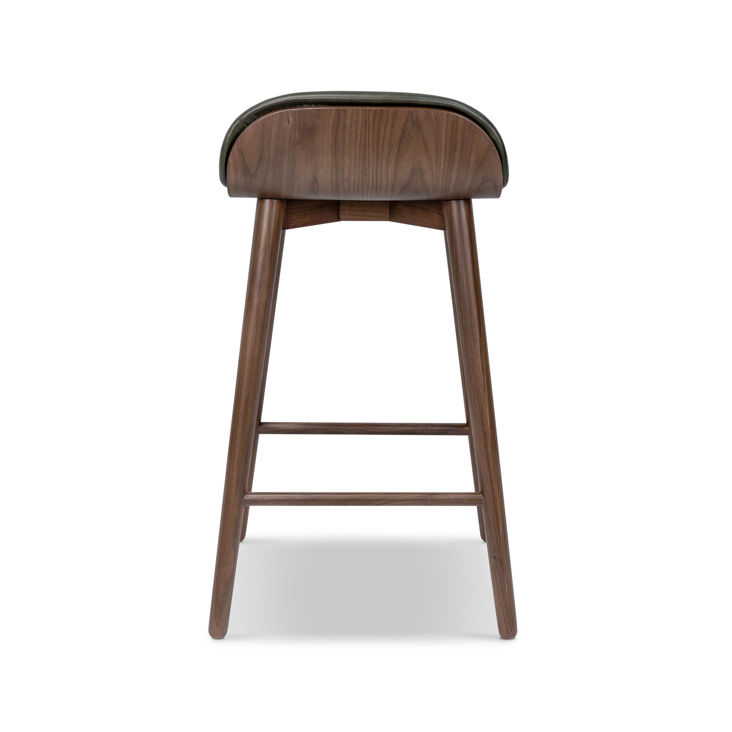 Notello Leather Counter Stool | Green/Walnut