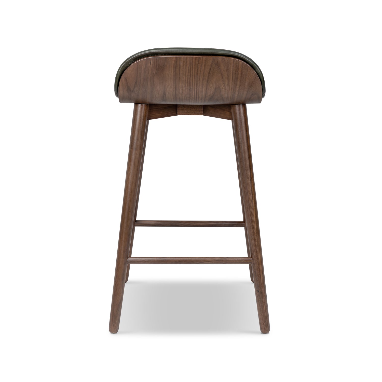 Notello Leather Counter Stool | Green/Walnut 