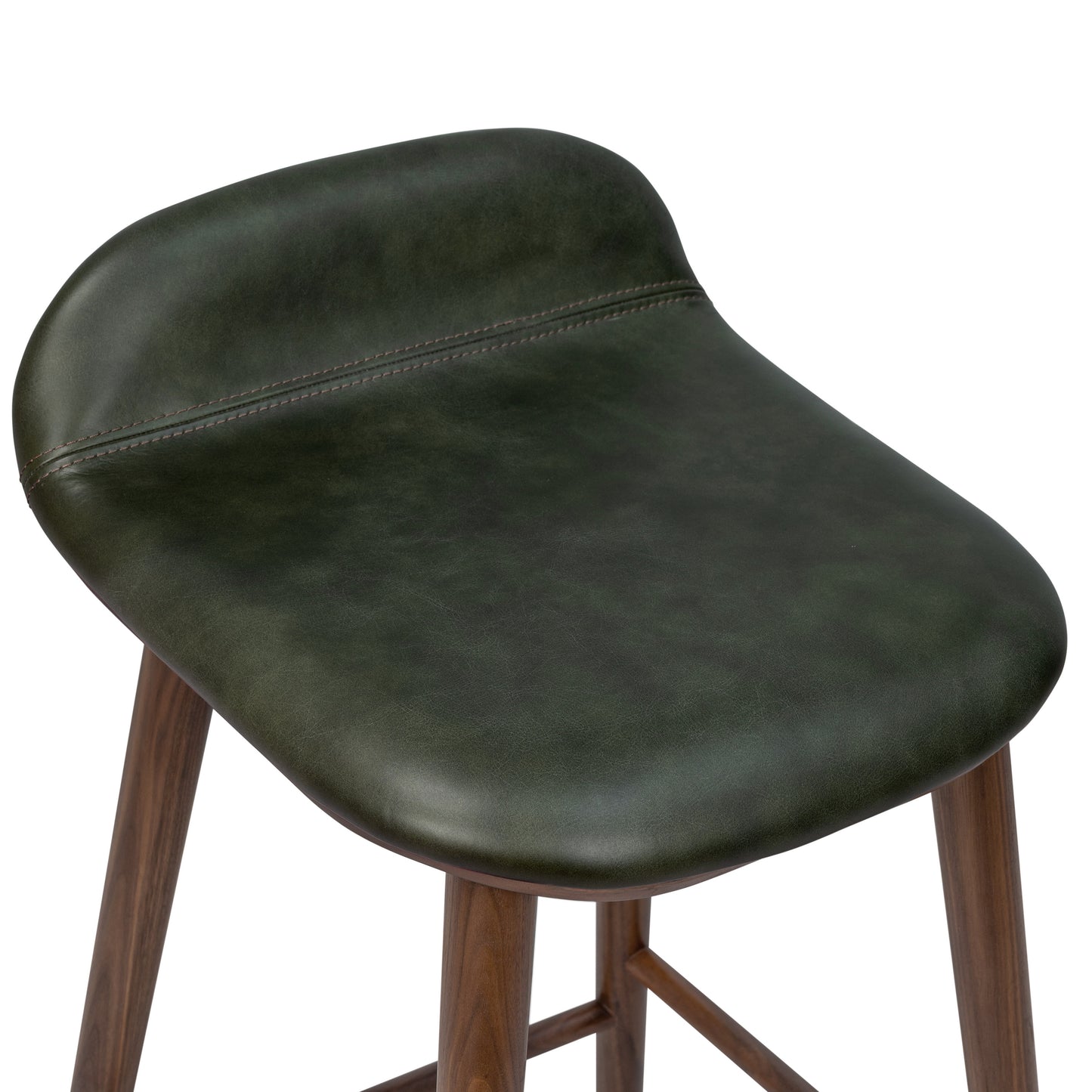 Notello Leather Counter Stool | Green/Walnut