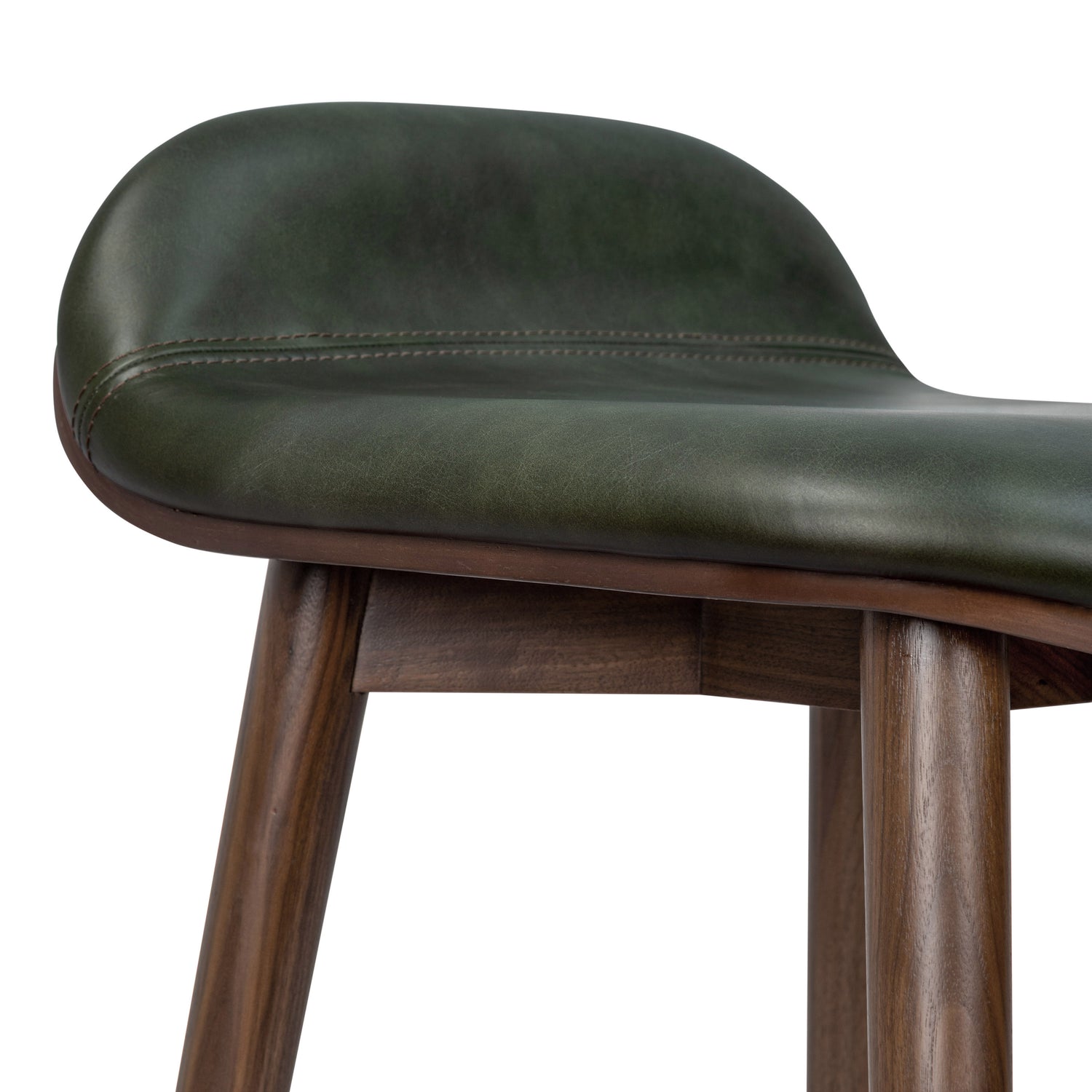 Notello Leather Counter Stool | Green/Walnut 