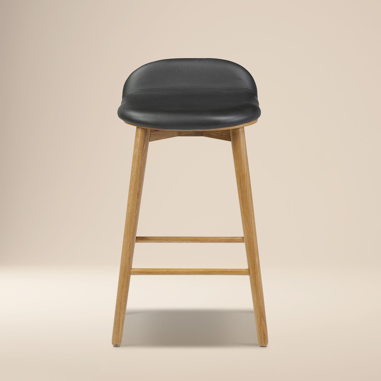 Notello Leather Counter Stool | Black/Oak 